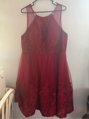 ModCloth Burgundy Lace Fit-and-Flare Dress